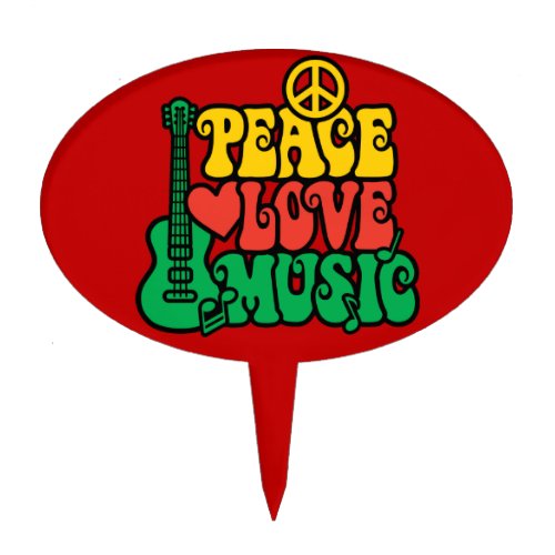 Reggae Peace Love Music Cake Topper