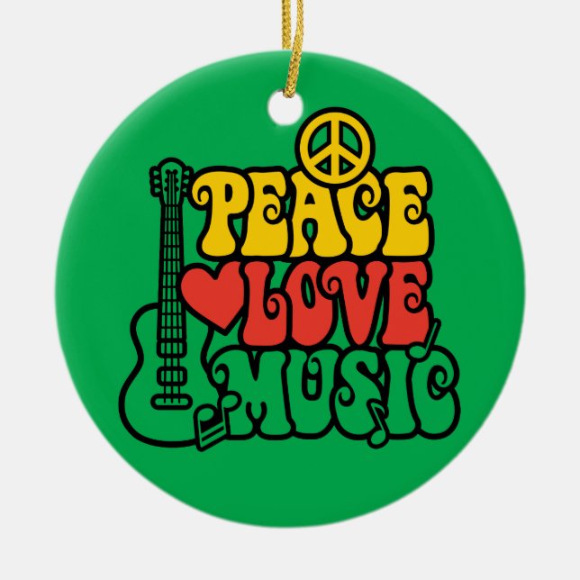Reggae Peace Love Music Ceramic Ornament (Front)