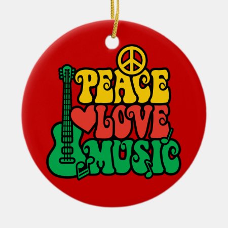 Reggae Peace Love Music Ceramic Ornament