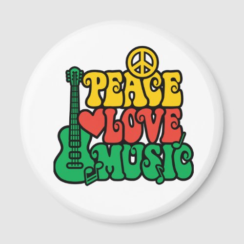 Reggae Peace Love Music Magnet