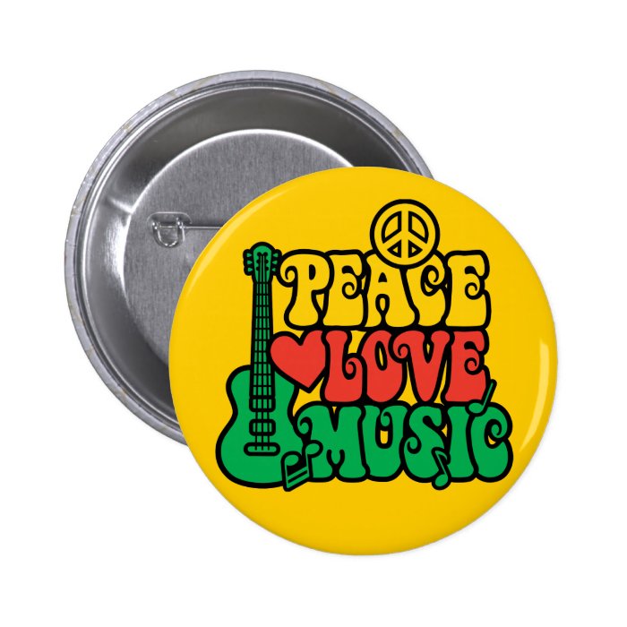 Reggae Peace Love Music Pin