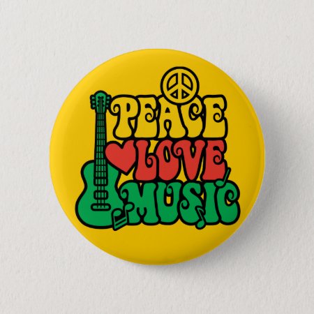 Reggae Peace Love Music Pinback Button