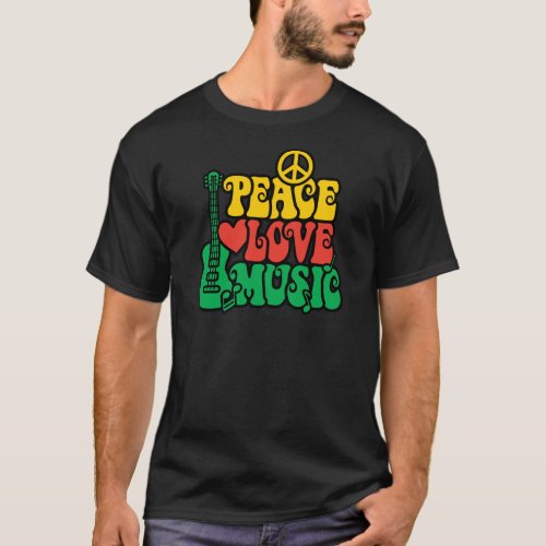 Reggae Peace Love Music T_Shirt