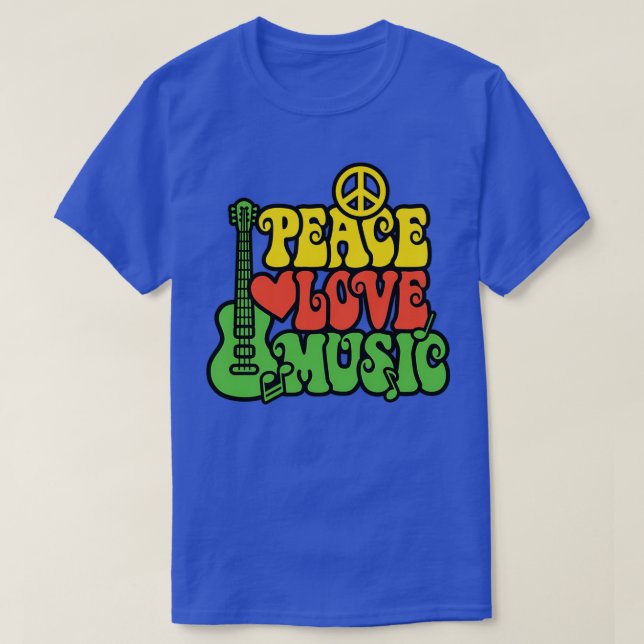 Reggae Peace Love Music  T-Shirt (Design Front)