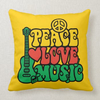 Reggae Peace Love Music Throw Pillow by PeaceLoveWorld at Zazzle