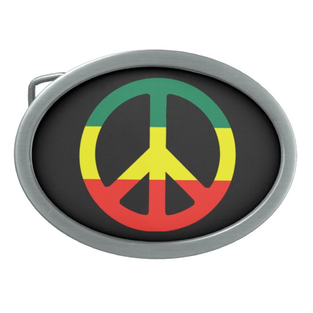 Reggae Peace Sign Belt Buckle (Front)