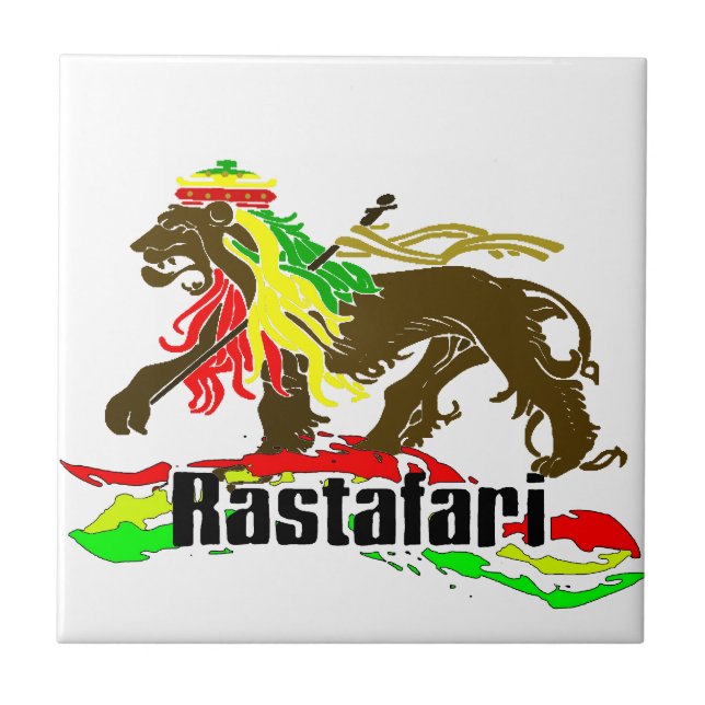 Reggae Rasta Iron, Lion, Zion 2 Ceramic Tile (Front)