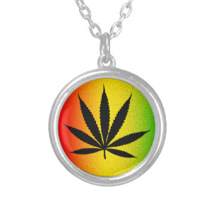 Reggae Rasta Leaf Jamaican Jamaica Round Necklace