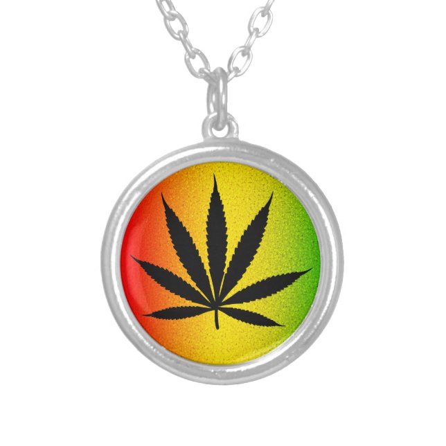 Reggae Rasta Leaf Jamaican Jamaica Round Necklace (Front)