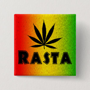 Reggae Rasta Leaf Jamaican Jamaica Square Buttons