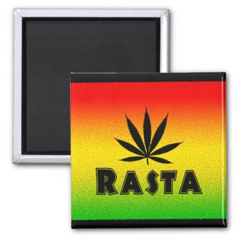 Reggae Rasta Leaf Rastafarian Square Magnets by sunnymars at Zazzle