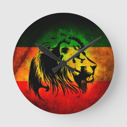 Reggae Rasta Lion Round Clock