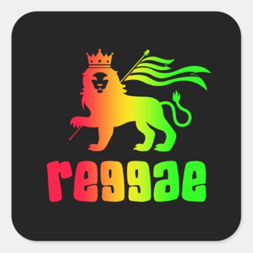 Reggae Rasta Lion  Square Sticker