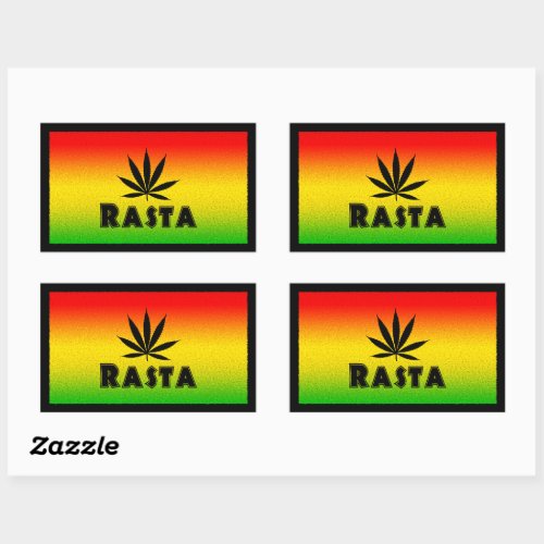 Reggae Rasta Rastafarian Leaf Rectangle Stickers