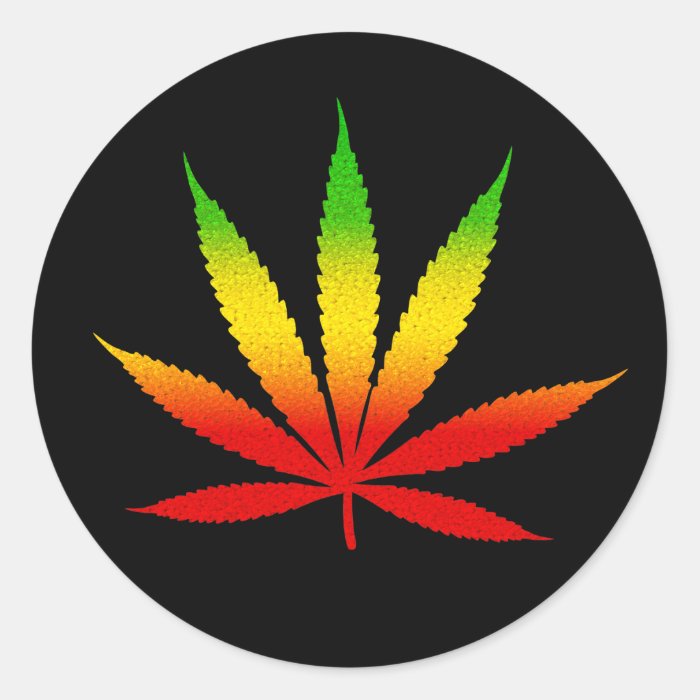 Reggae Rasta Rastafarian Leaf Round Stickers Sticker