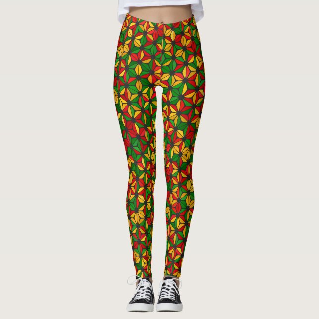Reggae Rasta Vibrations - Power Yoga Leggings (Front)