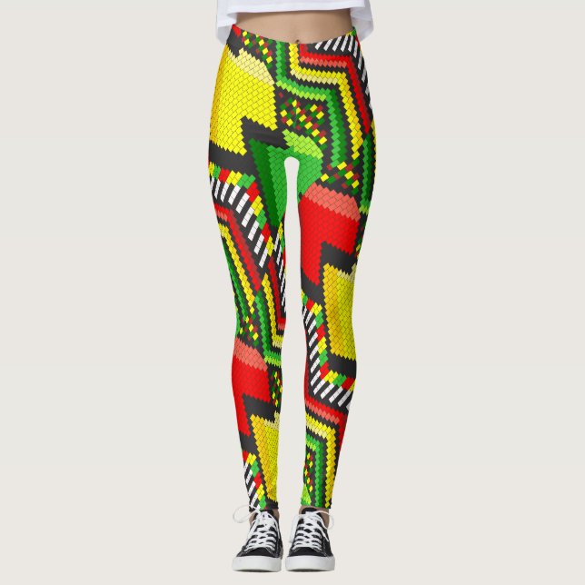Reggae Rastafara Jah - Power Yoga Leggings (Front)