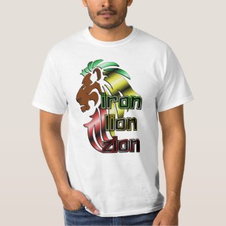 Reggae Rastafari music, metalic Iron Lion Zion T-Shirt
