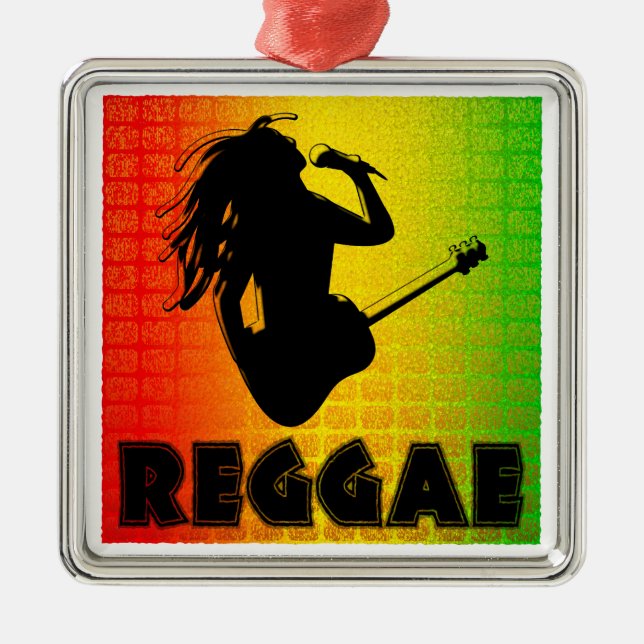 Reggae Rastafarian Premium Square Ornament (Front)