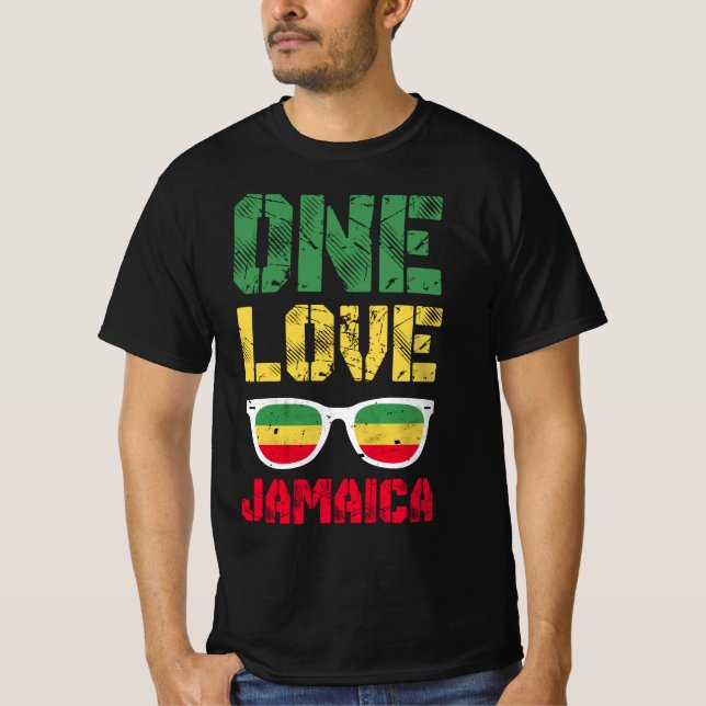 Reggae Retro Rastafari Rasta Quote One Love  T-Shirt (Front)