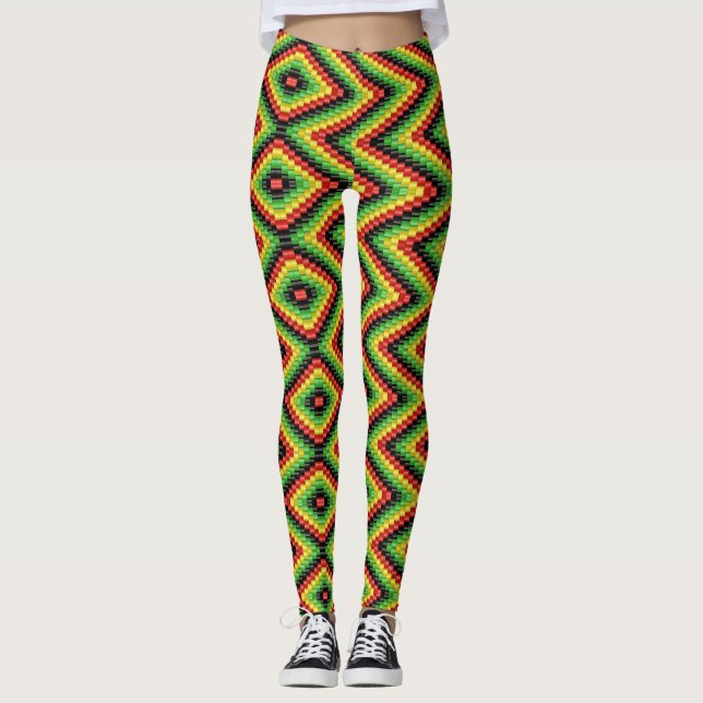 Reggae Roots Rasta Hippie - Power Yoga Leggings (Front)