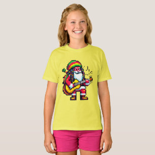Reggae Santa Fun Pixel Art Christmas Music Design T-Shirt