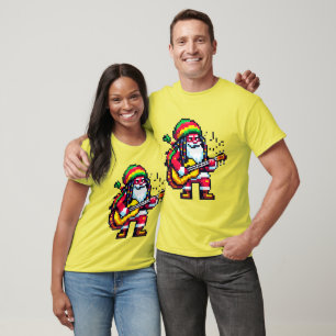Reggae Santa Fun Pixel Art Christmas Music Design T-Shirt