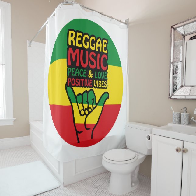 Reggae Shaka Hand with positive quotes Shower Curtain (In Situ)