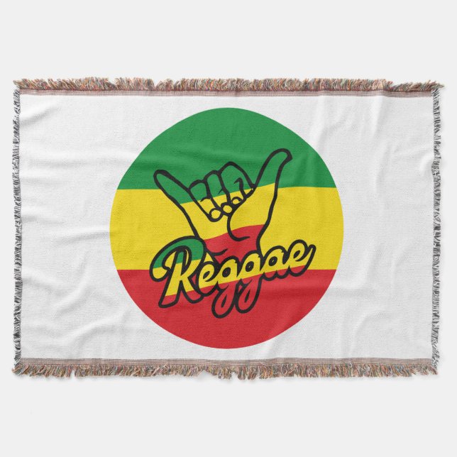 Reggae Shaka Hands with reggae colors Throw Blanket (Front)