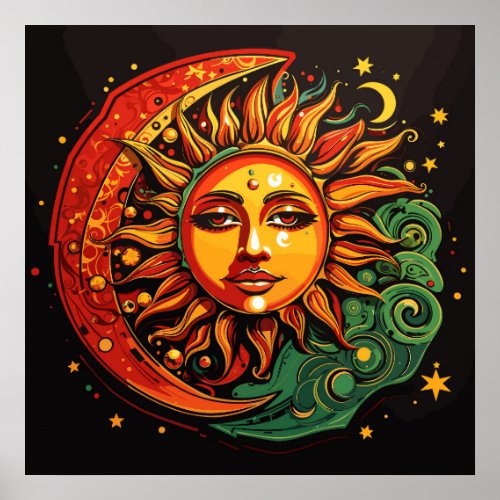 Reggae Sun  Moon Poster