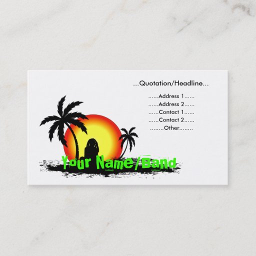 Customizable Reggae sunset business cards