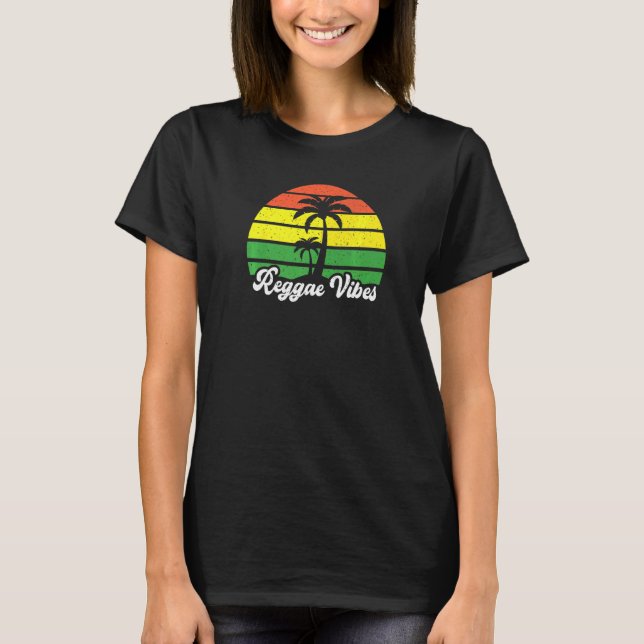 Reggae Vibes Jamaica Caribbean Music Rasta Rastafa T-Shirt (Front)