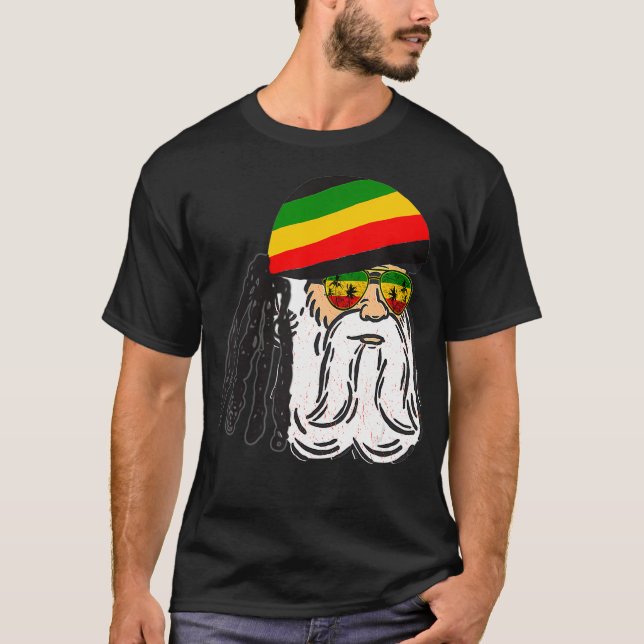 Reggae Xmas Santa Rasta Christmas Rasta Rastafari  T-Shirt (Front)