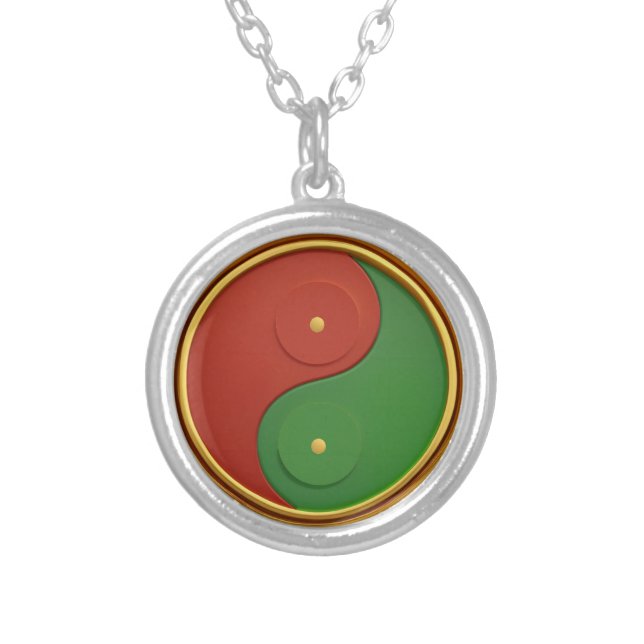 Reggae Yin & Yang Silver Plated Necklace (Front)