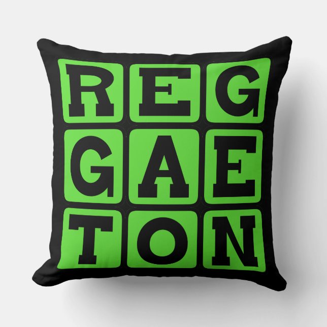 Reggaeton, Music Genre Throw Pillow (Front)