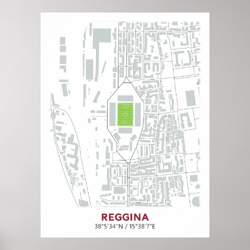 Reggina FC Stadium Map Design  Poster