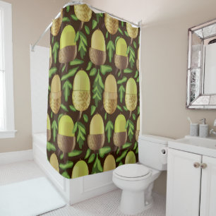 Regimental Green Acorns Nature-Inspired Shower Curtain