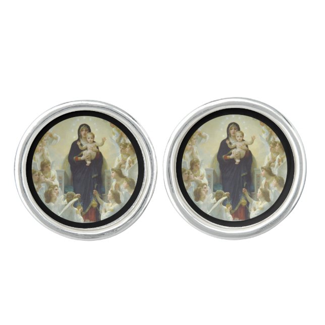 Regina Angelorum Mary with Angels Cufflinks (Front)