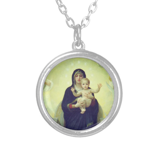 Regina Angelorum - William-Adolphe Bouguereau Silver Plated Necklace (Front)