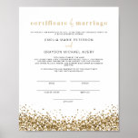 REGINA Glam Yellow Gold Marriage Certificate Poster<br><div class="desc">This marriage certificate features glittery faux yellow gold sequins and a fun glam layout. Easily edit *most* wording and change fonts to match your ceremony and the couple's style. For the best quality, be sure to use matte paper so signatures don't smudge. This wedding certificate is the perfect addition to...</div>