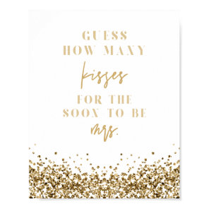 REGINA Gold How Many Kisses Bridal Shower Game  Poster