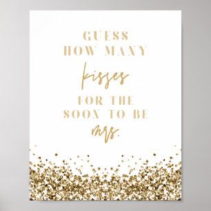REGINA Gold How Many Kisses Bridal Shower Game  Poster