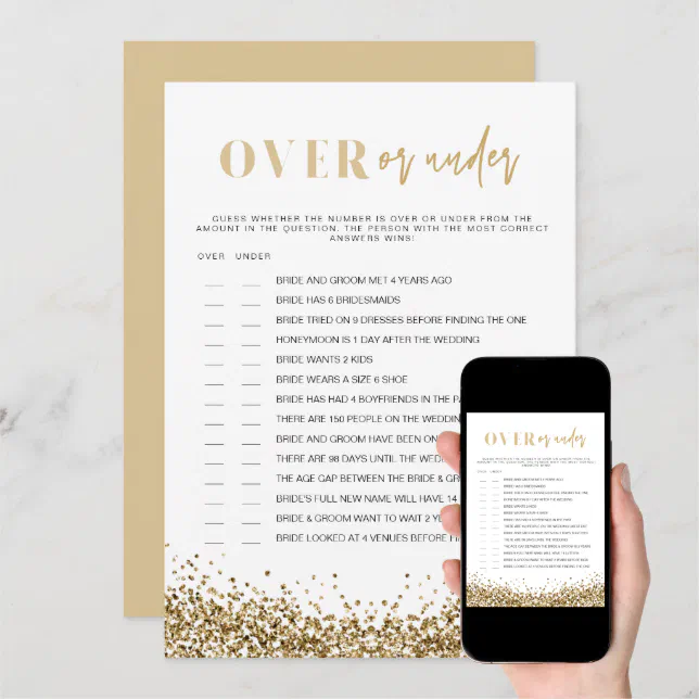 REGINA Gold Over Under Bridal Shower Game Invitation | Zazzle
