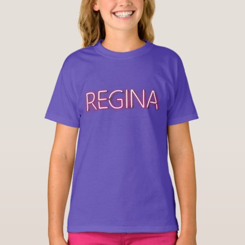 Regina name in glowing neon lights novelty T_Shirt
