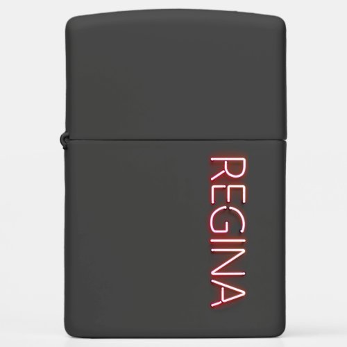 Regina name in glowing neon lights novelty zippo lighter