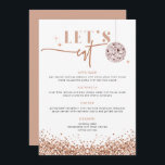 REGINA Rose Gold Disco Wedding Let's Eat Menu<br><div class="desc">This "let's eat" menu features rose gold sequins, a disco ball, and a glam font duo. Use this template to edit the fonts, font color, and background color to match your event needs. Edit *most* of the wording to meet your event needs. This menu is perfect for your wedding, bridal...</div>