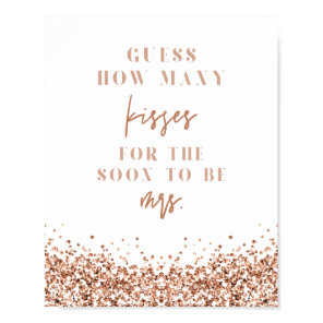 REGINA Rose Gold How Many Kisses Bridal Shower  Poster