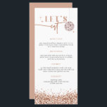 REGINA Rose Gold Sequins Disco Let's Eat Menu Card<br><div class="desc">This "let's eat" menu features rose gold sequins, a disco ball, and a glam font duo. Use this template to edit the fonts, font color, and background color to match your event needs. Edit *most* of the wording to meet your event needs. This menu is perfect for your wedding, bridal...</div>