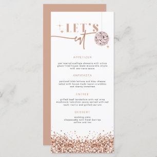 REGINA Rose Gold Sequins Disco Let's Eat Menu Card