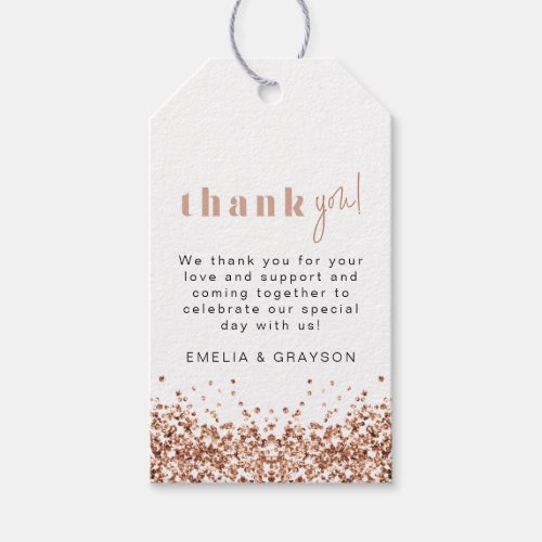 REGINA Rose Gold Sequins Thank You Gift Tag